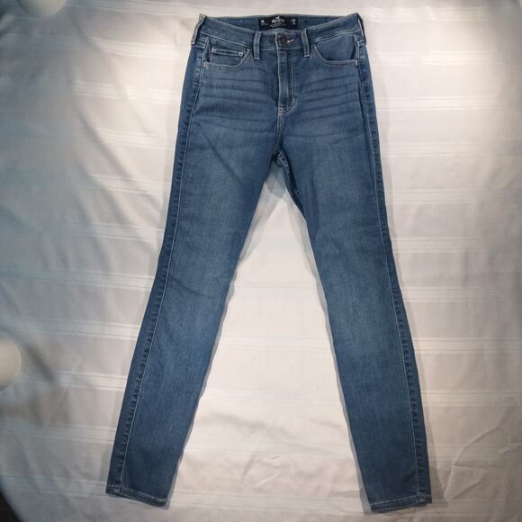 Hollister High-Rise Super Skinny Jeans Women 3R W26 L28 Medium Blue Soft Stretch - Picture 1 of 8